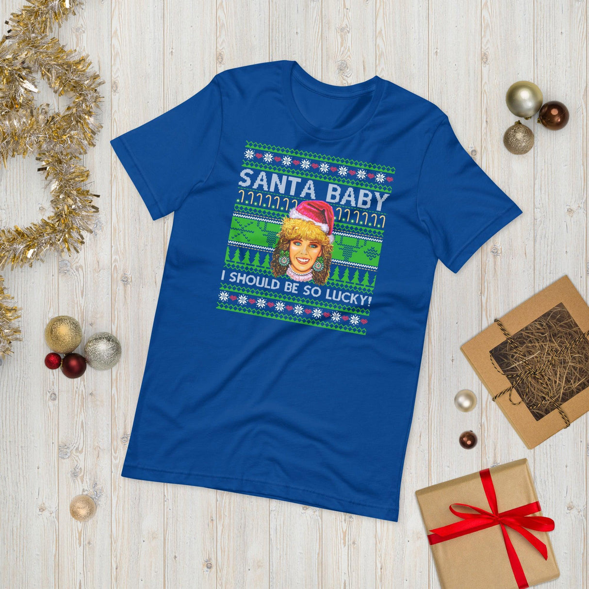 Santa Baby I Should Be So Lucky (Ugly Christmas)-Christmas T-Shirts-Swish Embassy