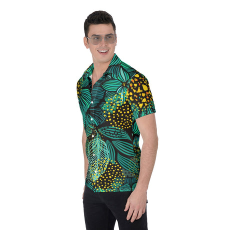 Turquoise Florals (Button Shirt)-Button Shirt-Swish Embassy