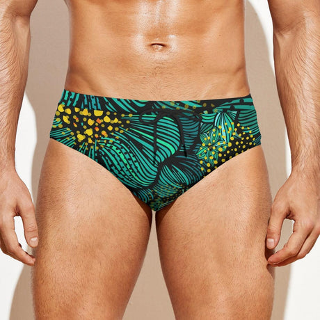 Turquoise Florals (Swim Briefs)-Swim Briefs-Swish Embassy