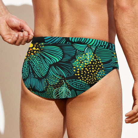 Turquoise Florals (Swim Briefs)-Swim Briefs-Swish Embassy