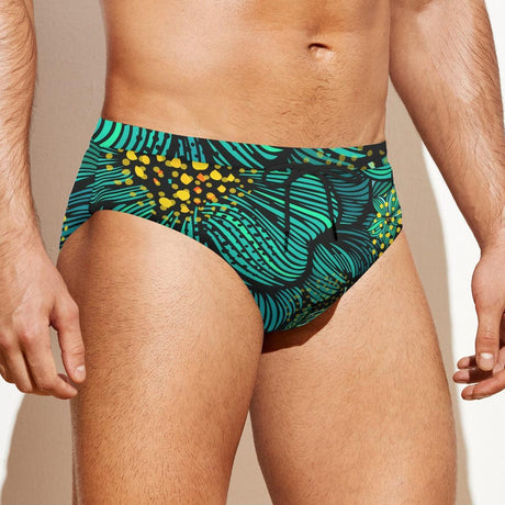 Turquoise Florals (Swim Briefs)-Swim Briefs-Swish Embassy