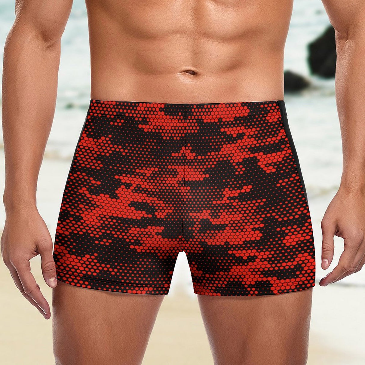 Red Camo (Square Cut Trunks)