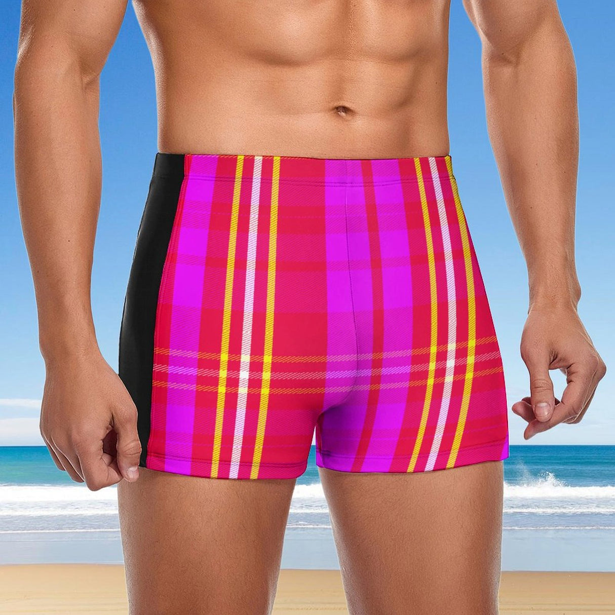Pink Plaid Club (Square Cut Trunks)