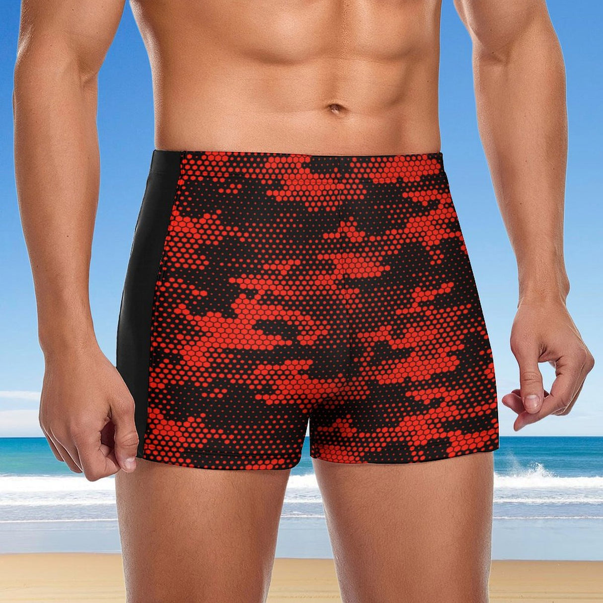 Red Camo (Square Cut Trunks)