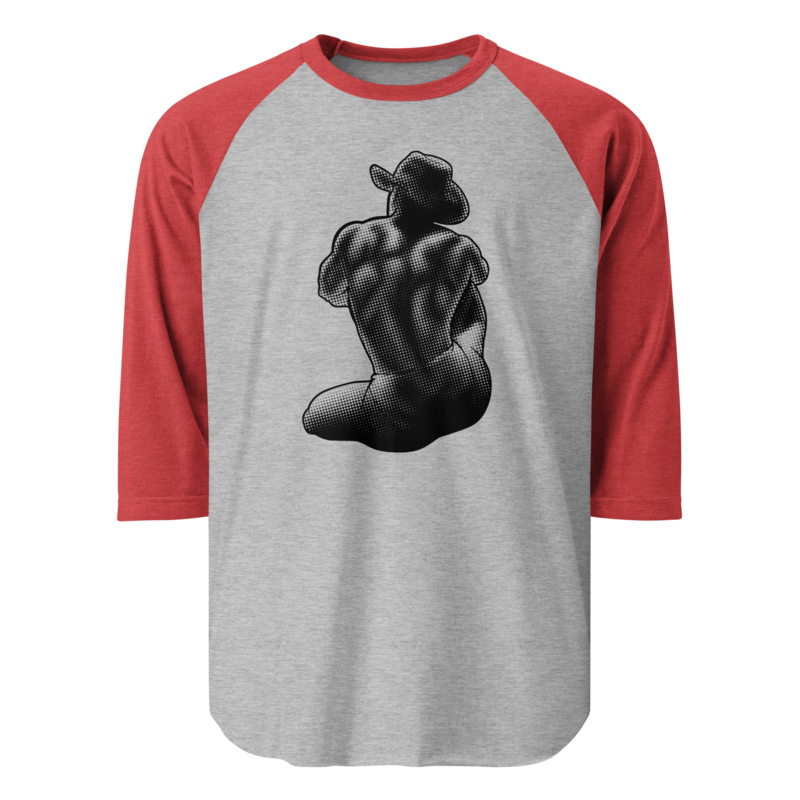 Bikini Cowboy (Raglan) - Heather Grey/Heather Red