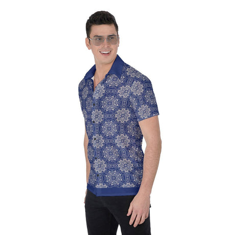 Blue Mendala (Button Shirt)-Button Shirt-Swish Embassy