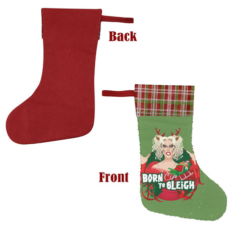 Born to Sleigh (Sequin Christmas Stocking)-Christmas Stockings-Swish Embassy