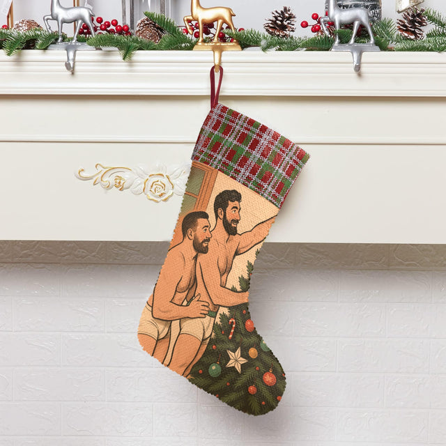 Deck the Balls (Sequin Christmas Stocking)-Christmas Stockings-Swish Embassy