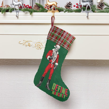 Define Naughty (Sequin Christmas Stocking)-Christmas Stockings-Swish Embassy