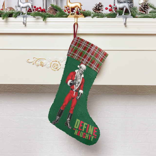 Define Naughty (Sequin Christmas Stocking)-Christmas Stockings-Swish Embassy