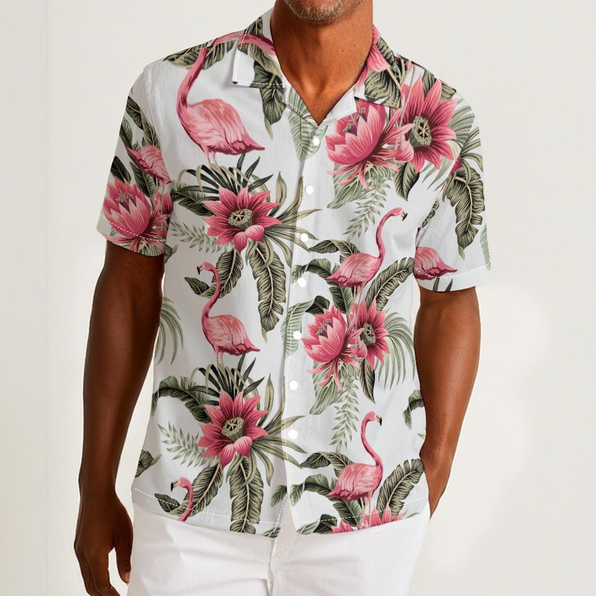Flamingo Eden (Cotton Button Shirt)-Cotton Button Shirt-Swish Embassy