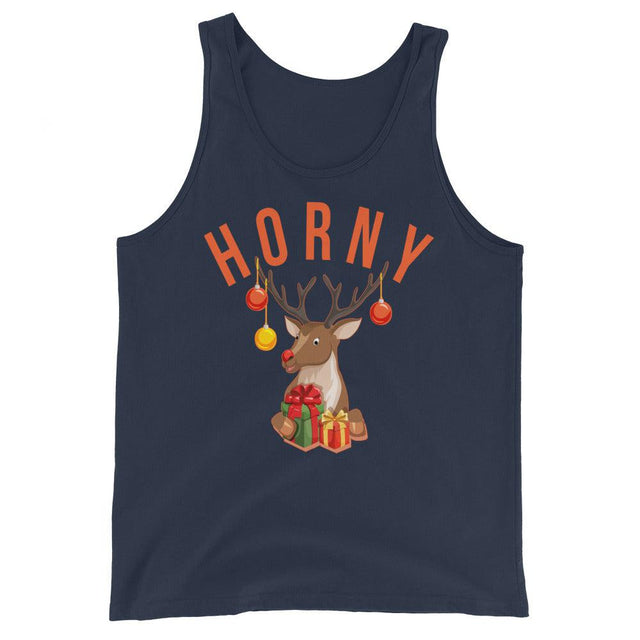 Horny (Tank Top)-Christmas Tank Tops-Swish Embassy