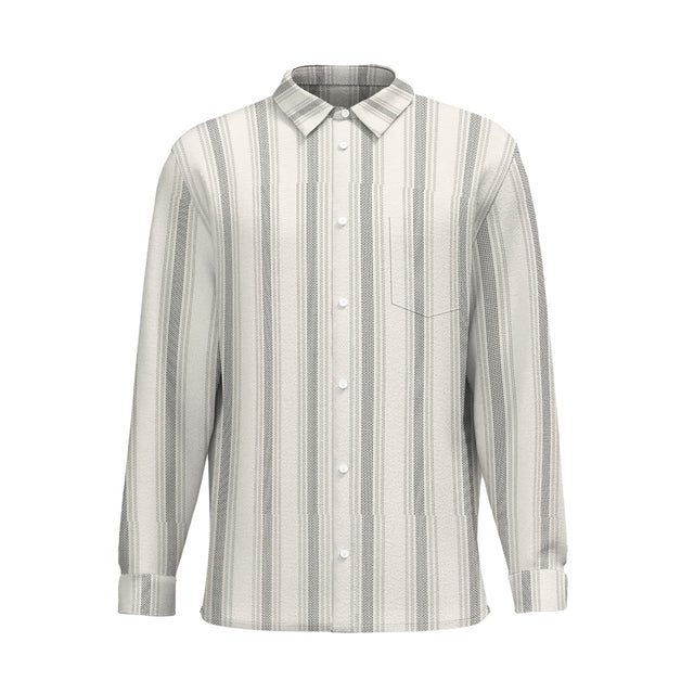 Ivory Stripes (Cotton Long Sleeve Shirt)-Cotton Long Sleeve Button Shirt-Swish Embassy
