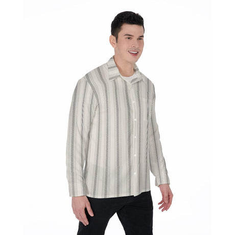 Ivory Stripes (Long Sleeve Button Shirt)-Long Sleeve Button Shirts-Swish Embassy