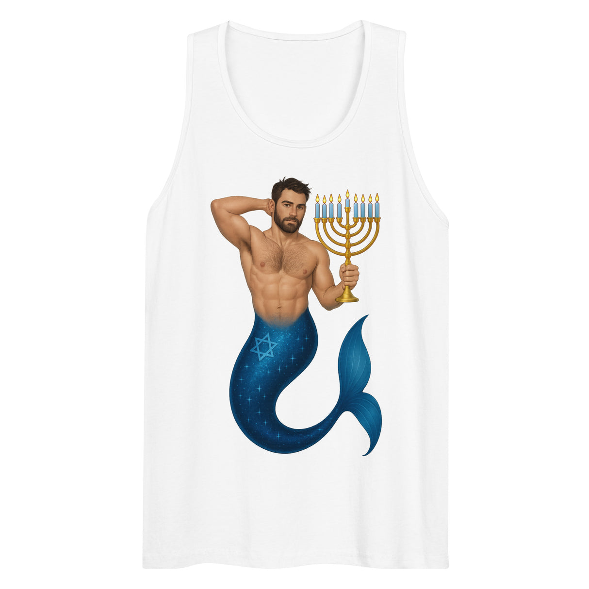 Mermenorah (Tank top)-Christmas Tank Tops-Swish Embassy
