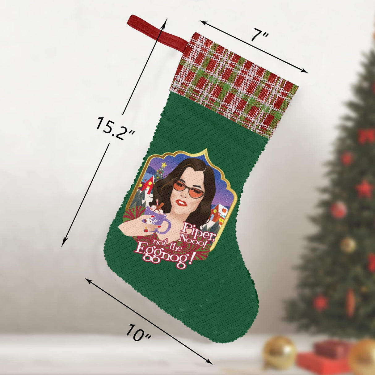 Not the Eggnog (Sequin Christmas Stocking)-Christmas Stockings-Swish Embassy