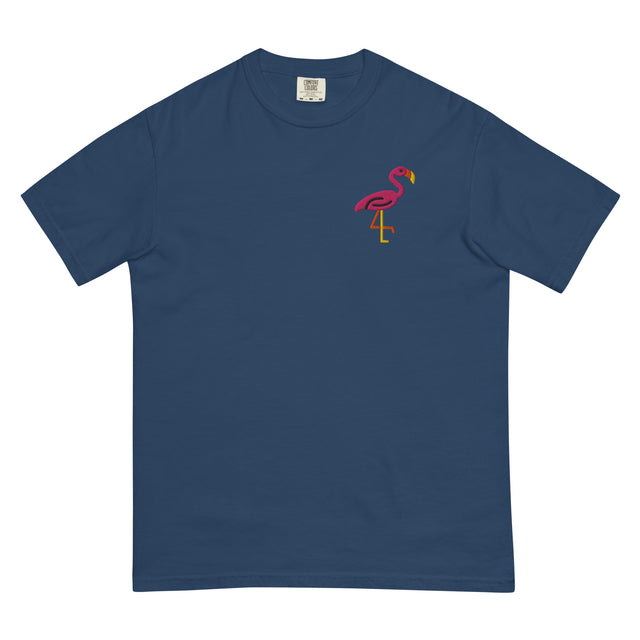 Pink Flamingo (Embroidered) (Boxy Tee)-Boxy T-Shirt-Swish Embassy