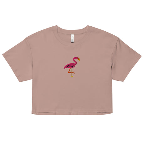 Pink Flamingo (Embroidered) (Crop Top)-Crop Top-Swish Embassy