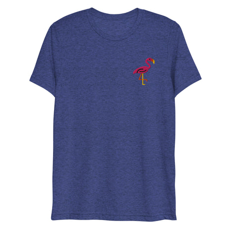 Pink Flamingo (Embroidered) (Triblend)-Triblend T-Shirt-Swish Embassy