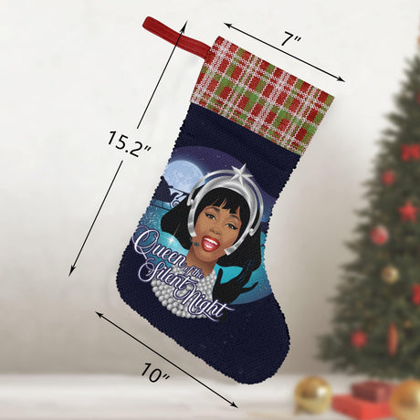 Queen of the Silent Night (Sequin Christmas Stocking)-Christmas Stockings-Swish Embassy