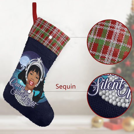 Queen of the Silent Night (Sequin Christmas Stocking)-Christmas Stockings-Swish Embassy
