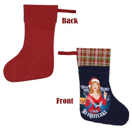 Rude Fruitcake (Sequin Christmas Stocking)-Christmas Stockings-Swish Embassy