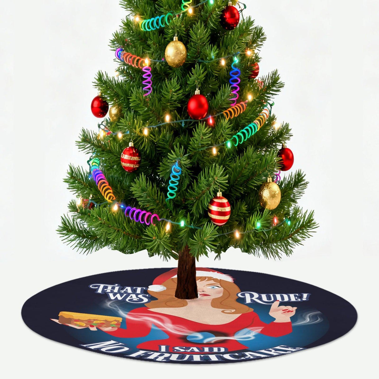 Rude Fruitcake (Tree Skirt)-Tree Skirts-Swish Embassy