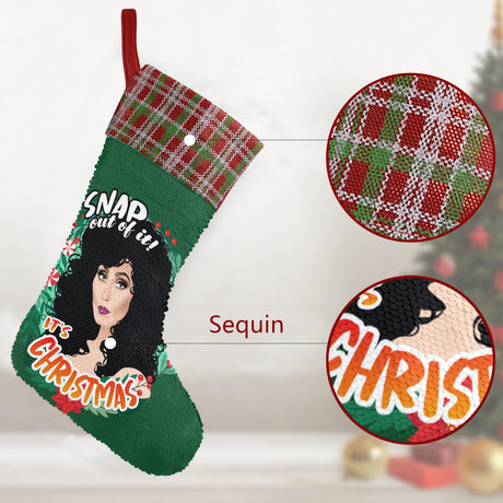 Snap out of Xmas (Sequin Christmas Stocking)-Christmas Stockings-Swish Embassy