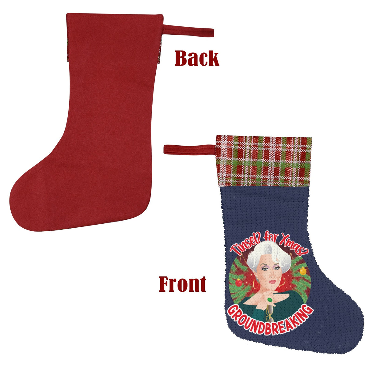 Tinsel for XMas (Sequin Christmas Stocking)-Christmas Stockings-Swish Embassy