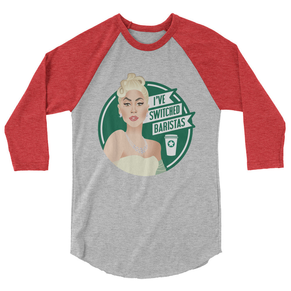 I've Switched Baristas (Raglan) - Heather Grey/Heather Red