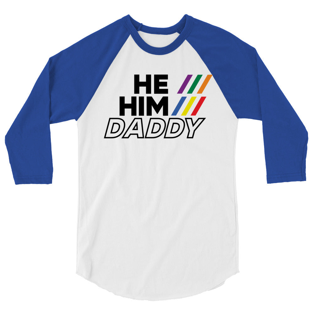 He/Him/Daddy (Raglan) - White/Royal