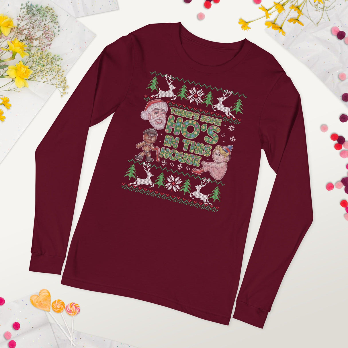 Hos In This House (Ugly Christmas)-T-Shirts-Swish Embassy