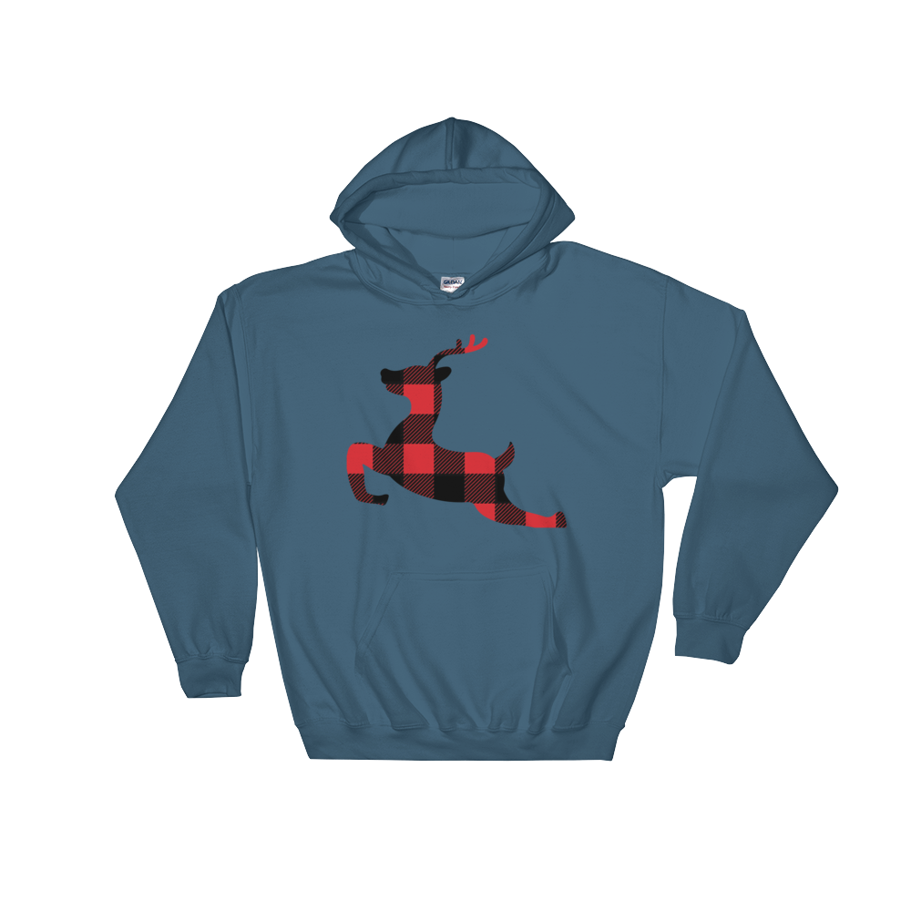 Plaid Reindeer (Hoodie)-Christmas Hoodies-Swish Embassy