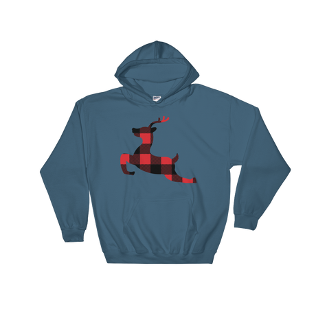 Plaid Reindeer (Hoodie)-Christmas Hoodies-Swish Embassy