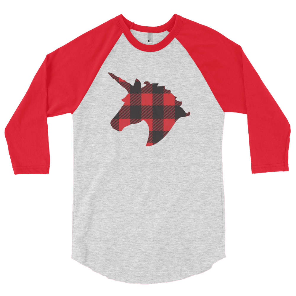 Plaid Unicorn (Raglan)-Raglan-Swish Embassy